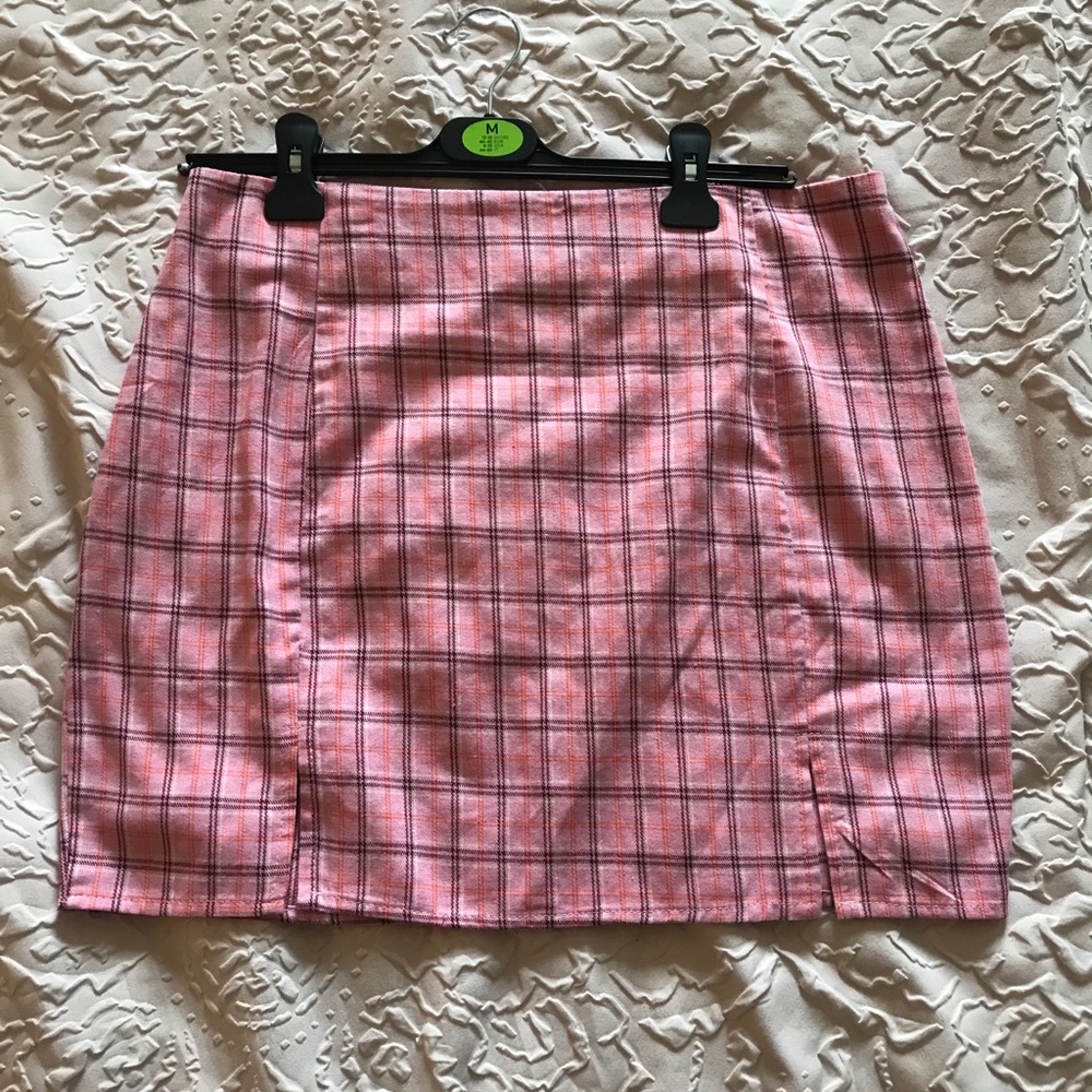 Pink Plaid Skirt